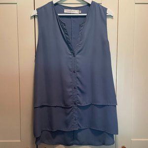 Blue Sleeveless Blouse Size L, Simons Contemporaine